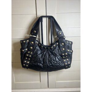 Kooba Studded Tote Bag Handbag Leather Black Y2K Biker Baddie Purse